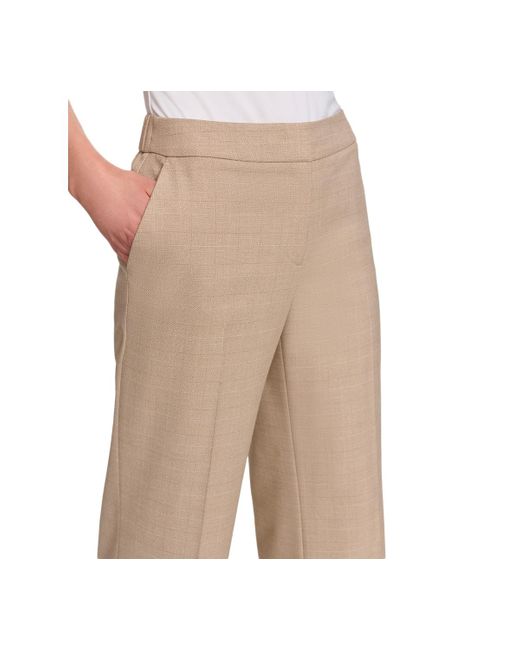 DKNY Natural Petite Printed Elastic-back Straight-leg Trousers