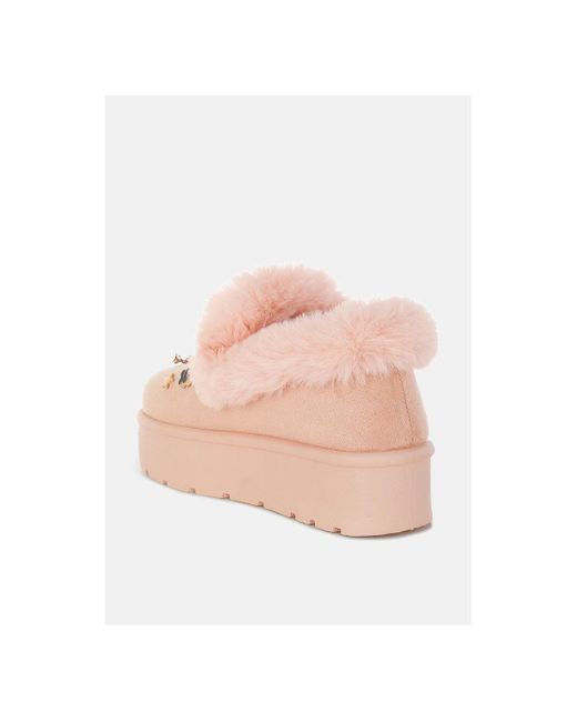 LONDON RAG Pink Zeta Charm Detail Slip On Snow Boots