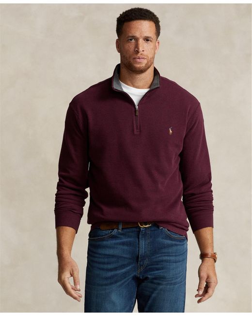 Polo Ralph Lauren Big & Tall Estate-rib Quarter-zip Pullover in Red for Men  | Lyst