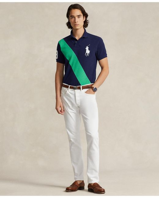Polo Ralph Lauren Blue Custom Slim Fit Big Pony Mesh Polo Shirt for men