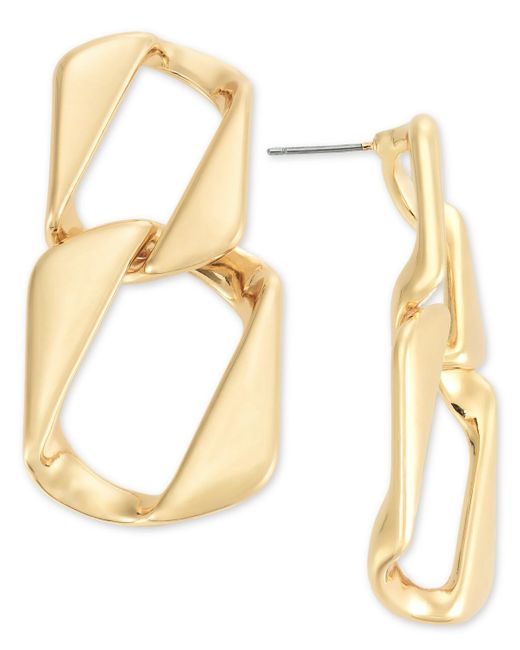 INC International Concepts Metallic Tone Twisted Link Drop Earrings