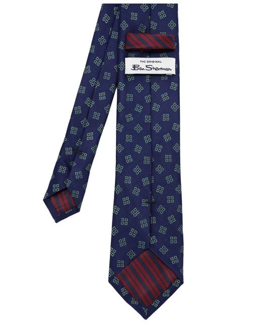 Ben Sherman Blue Geo-pattern Silk Tie for men