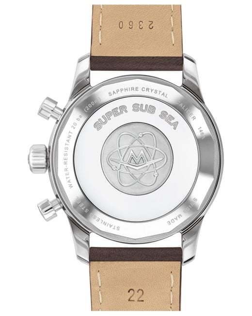 Movado Gray Super Sub Sea Alta Swiss Automatic-chronograph Chocolate Leather Watch for men