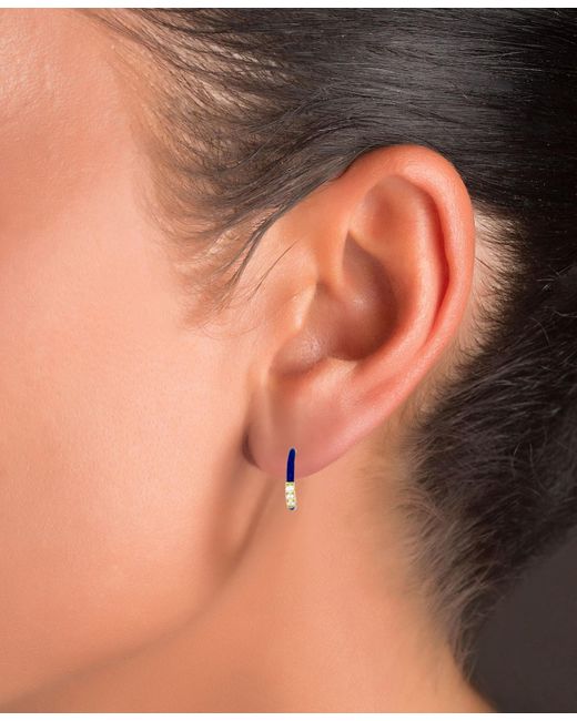 Macy's Blue Cubic Zirconia & Enamel Small C-hoop Earrings