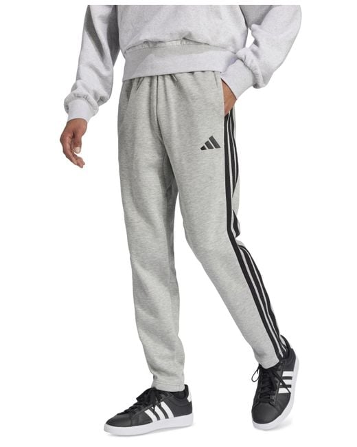 adidas Men's Gray Essentials Regular-fit 3-stripes Track Pants