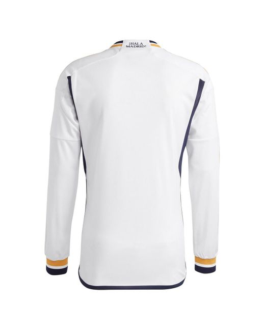 Adidas White Real Madrid 2023/24 Home Replica Long Sleeve Jersey for men