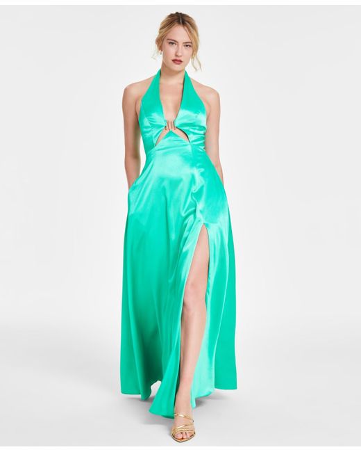 Adrianna Papell Green Adrianna By Liquid Satin A-line Maxi Dress