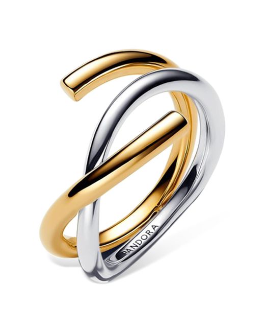 Pandora Metallic Organically Shaped Two-tone Double Ring