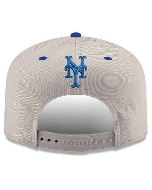 KTZ Blue Cream/royal New York Mets Upside Down City Name A-frame 9fifty Snapback Hat for men