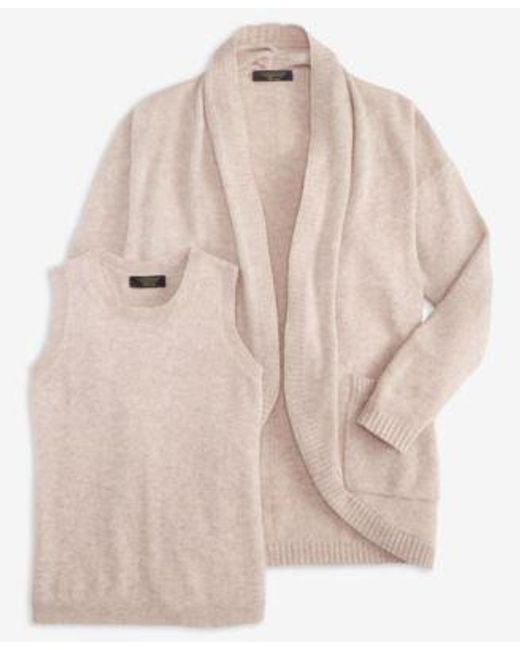 Charter Club Blue Cashmere Sleeveless Crewneck Sweater Cashmere Cocoon Cardigan Macys Exclusive