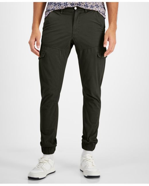 Guess Black Stretch-cotton Cargo joggers for men