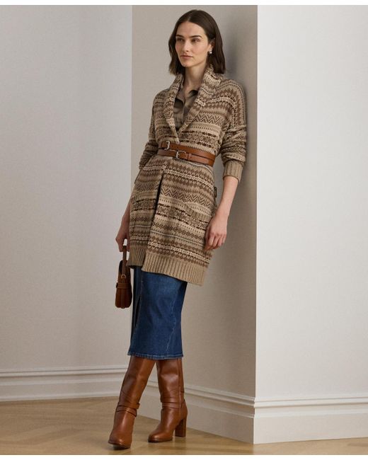 Ralph Lauren Women's Natural Superb Siera Long Sleeve Cardigan Sweater