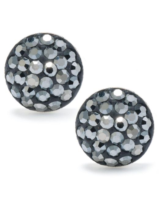 Giani Bernini Crystal Pave Stud Earrings In Sterling Silver. Available In Clear, Blue, Gray, Red Or Multi
