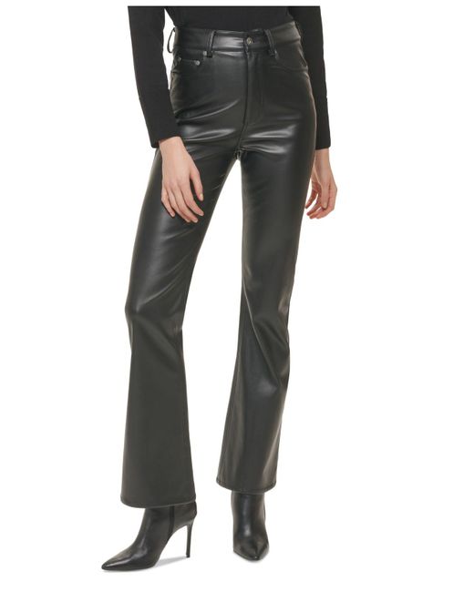 DKNY Boreum Fauxleather Flare Pants in Black Lyst