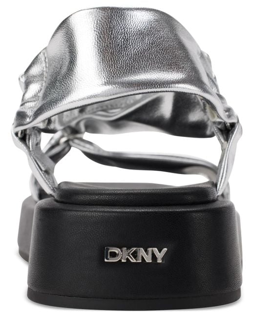 DKNY Metallic Lollie Asymmetrical Platform Sport Sandals