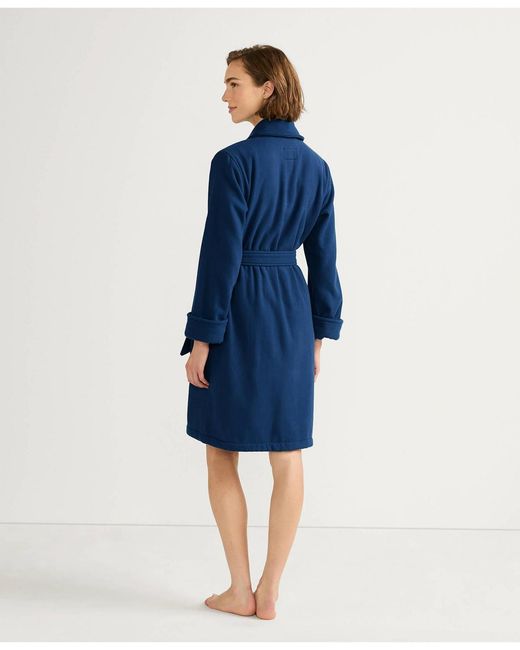 Lands' End Petite Cotton Terry Knee Length Spa Bath Robe in Blue | Lyst