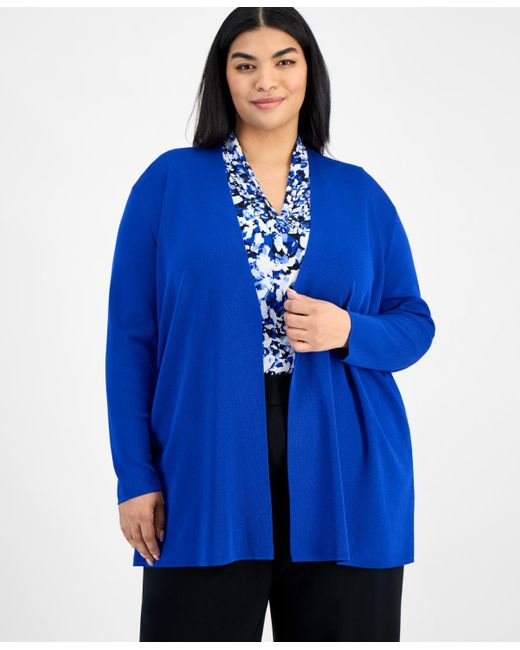 Anne Klein Blue Plus Size Napa Open-front Cardigan