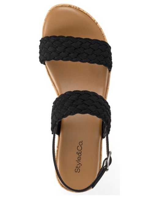 Style & Co. Brown Madenaa Woven Platform Wedge Sandals
