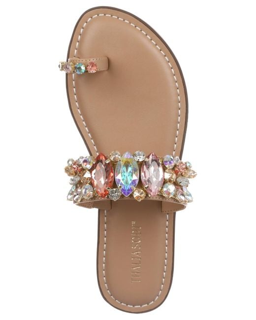 Thalia Sodi White Weylin Embellished Flat Sandals