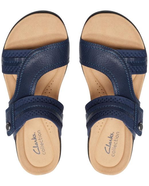 Clarks Blue Laurieann Cara Platform Slide Sandals