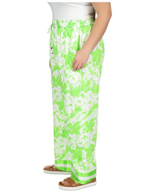 Michael Kors Green Michael Plus Size Lush Palm Pull-on Pants