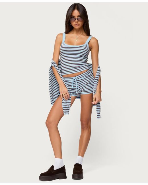 Edikted Lillian Striped Knit Tank Top in Blue | Lyst