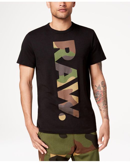 G-Star RAW Black Daba Camouflage Logo-print T-shirt for men