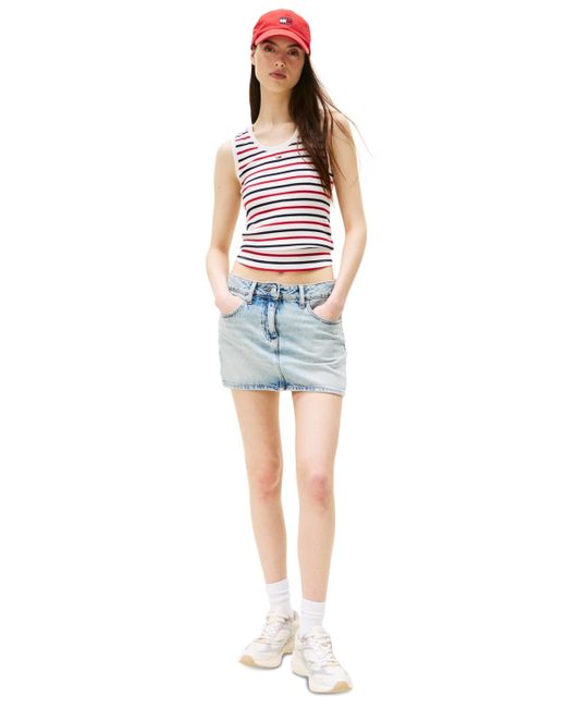 Tommy Hilfiger Blue Essential Ribbed Striped Tank Top