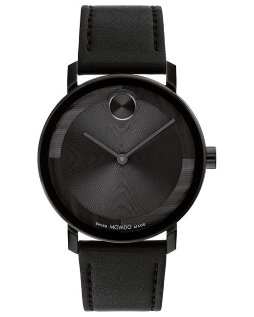 Movado Black Bold Evolution 2.0 Swiss Quartz Leather Watch 40mm for men