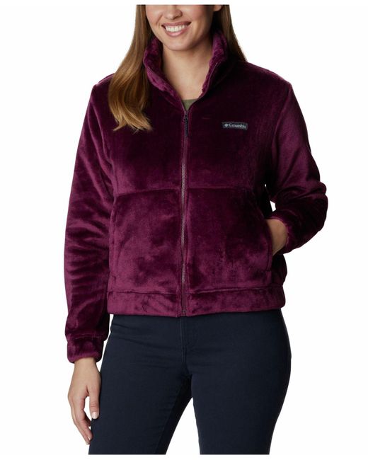 Columbia Synthetic Plus Size Fireside Zipfront Fuzzy Jacket in Red Lyst