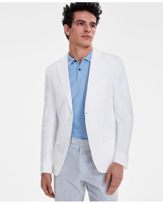 Tommy Hilfiger White Modern-fit Linen Sport Coat for men