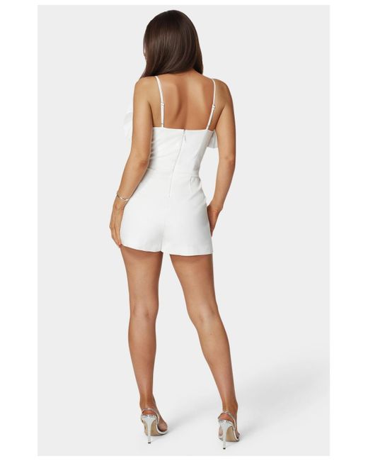 Bebe White Puff Detail Bridal Romper