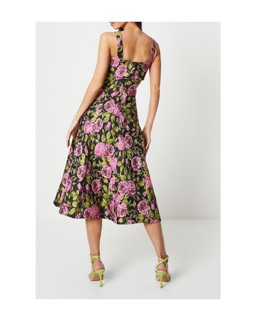 Coast White Wide Strap Jacquard Midi Dress