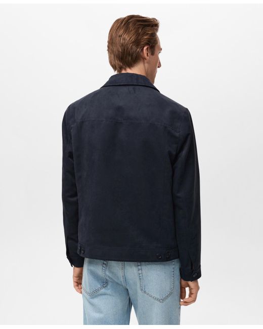 Mango Blue Suede Leather-effect Overshirt for men