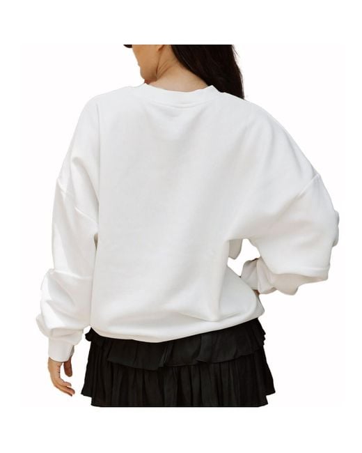 Gameday Couture White La Galaxy Matchday Crewneck Drop Shoulder Sweatshirt