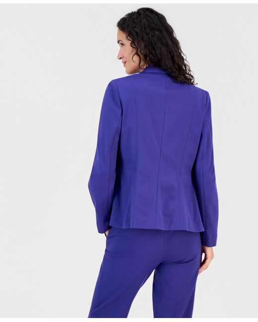 Kasper Purple Petite Notch-collar One-button Compression Jacket