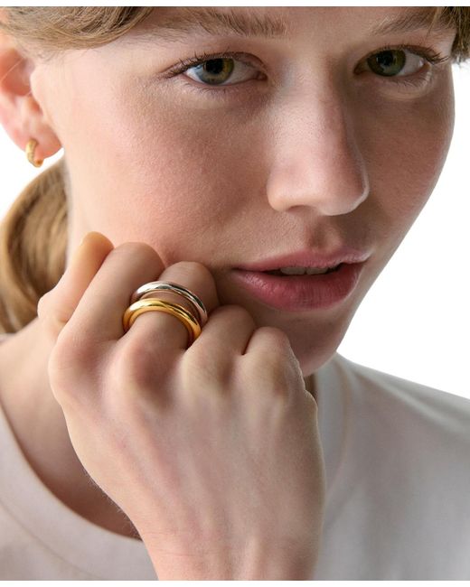 Kate Spade White Two-tone Interlock Ring