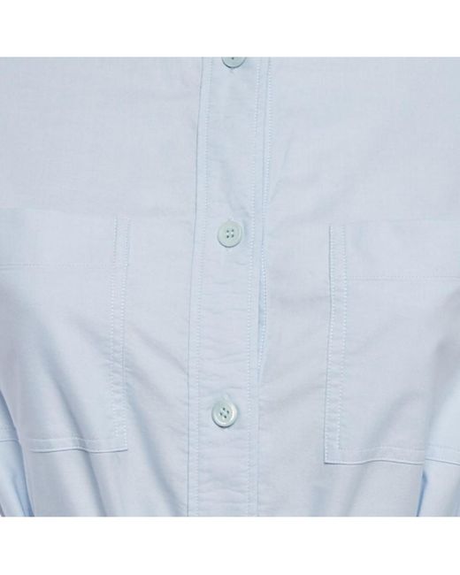 Pre-owned Burberry Blue Cotton Belted Short Shirt Dress