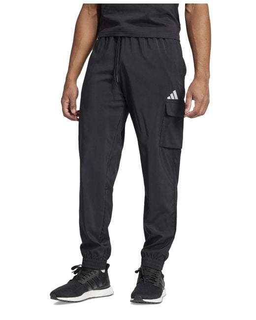 Adidas Black Essentials Small Logo Cargo Pants for men