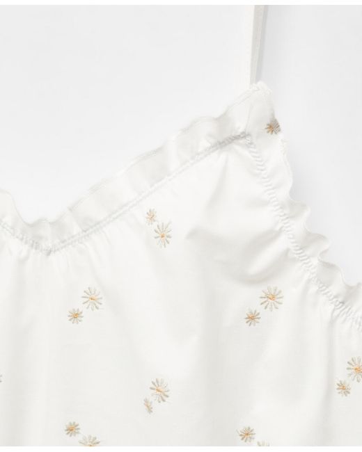 Mango White Floral Embroidered Cotton Nightgown