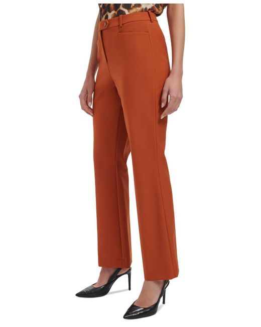 Calvin Klein Orange Petite High Rise Straight Leg Pants