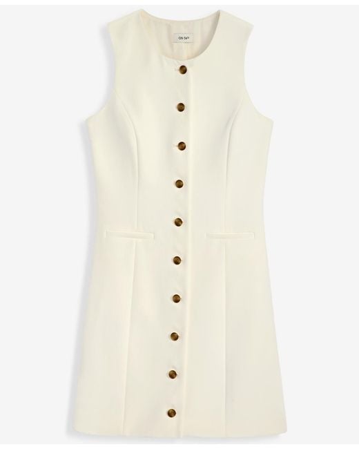 On 34th White Solid Crepe Mini Shift Dress