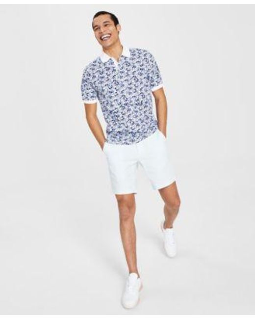 Club Room Blue Regular Fit Stretch Shorts Floral Prep Polo Separates Created For Macys for men