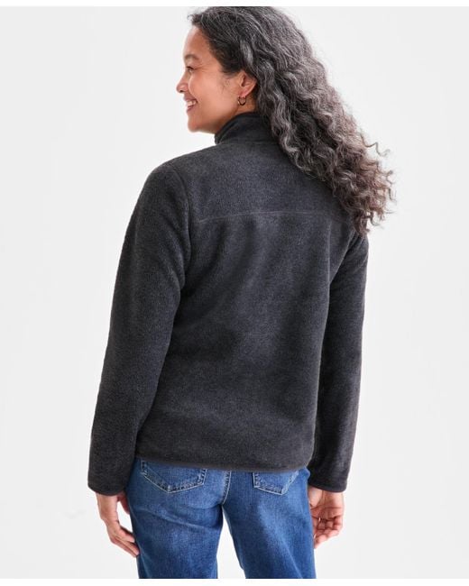 Style & Co. Blue Petite Polar Fleece Zip-front Jacket