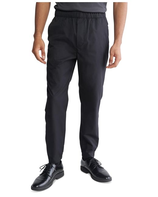 Calvin Klein Black Tech Slim-fit Solid Drawstring Pants for men