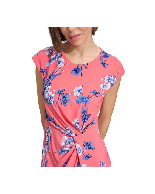Tommy Hilfiger Pink Wild Flower Twist-front Dress