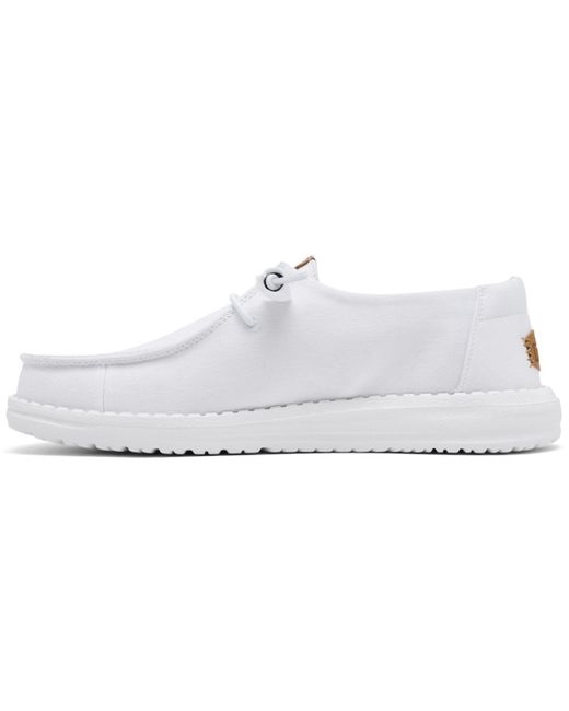 HeyDude White Wendy Stretch Canvas Casual Moccasin Sneakers From Finish Line