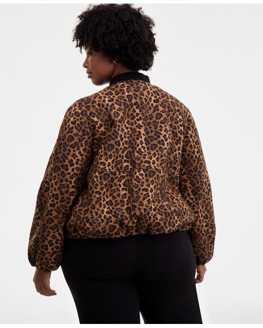 On 34th Multicolor Trendy Plus Leopard-print Bomber Jacket