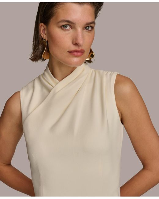 Donna Karan Natural Mock-neck Sheath Dress