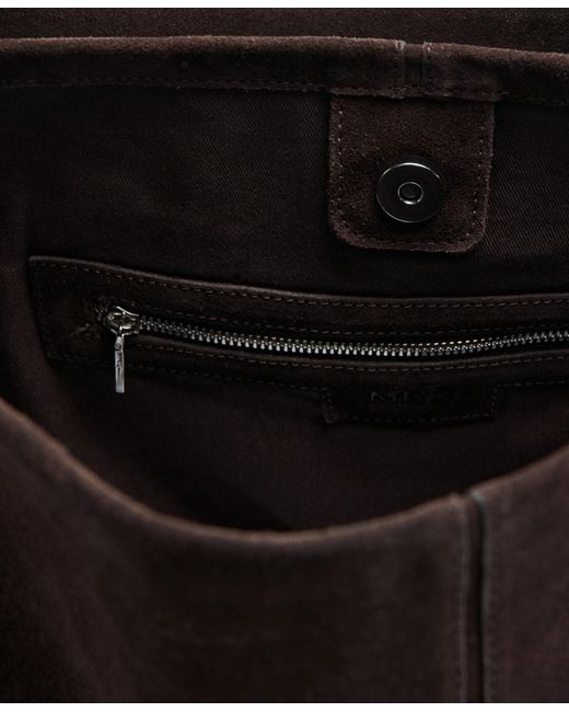 Mango Black Suede Shopper Bag
